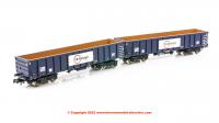 2F-025-013 Dapol MJA Bogie Box Van Twin Pack - 502027 and 502028 in GBRf livery